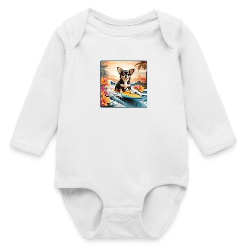 Surfing Chihuahua - Long Sleeve Baby Bodysuit