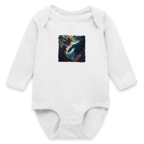 Moonlight Jungle Wave - Long Sleeve Baby Bodysuit