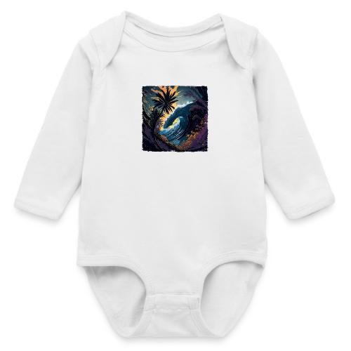 Moonlight Jungle Wave - Long Sleeve Baby Bodysuit