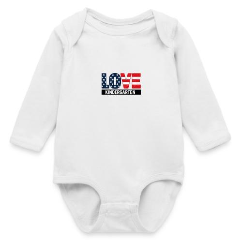 Love Kindergarten Patriotic Graduation - Long Sleeve Baby Bodysuit