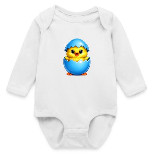 Easter Chick Blue - Long Sleeve Baby Bodysuit