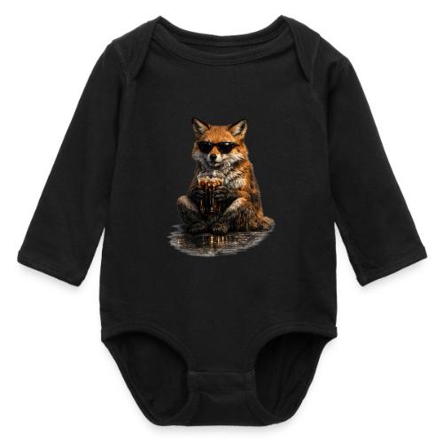 Cool Red Fox Wearing Sunglasses Drinking Coffee - Long Sleeve Baby Bodysuit