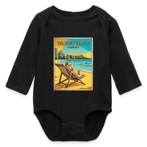 Waikiki Beach Cat - Long Sleeve Baby Bodysuit