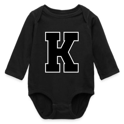 Varsity Letter K Collegiate Font Design - Long Sleeve Baby Bodysuit