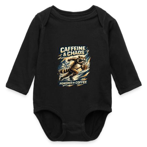 Funny Caffeine Chaos Raccoon Coffee Lover Morning - Long Sleeve Baby Bodysuit