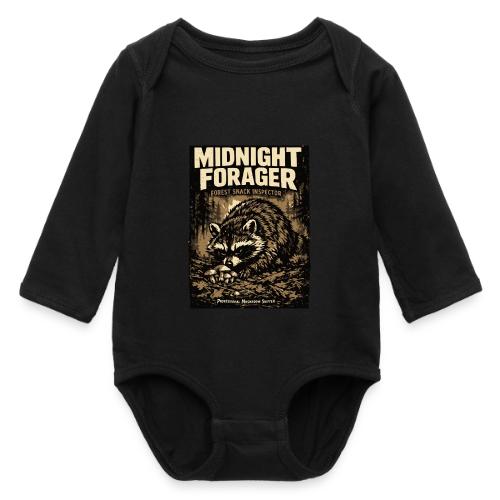 Midnight Forager Raccoon Mushroom Hunter - Long Sleeve Baby Bodysuit