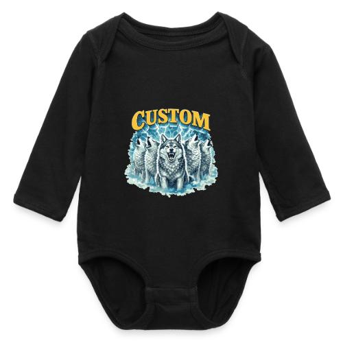 Custom Wolf Pack Howling Moon Vintage Wilderness - Long Sleeve Baby Bodysuit