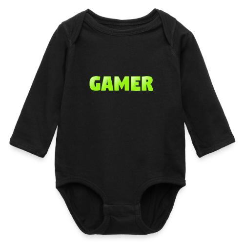Gamer Neon Green Gaming Logo Design - Long Sleeve Baby Bodysuit