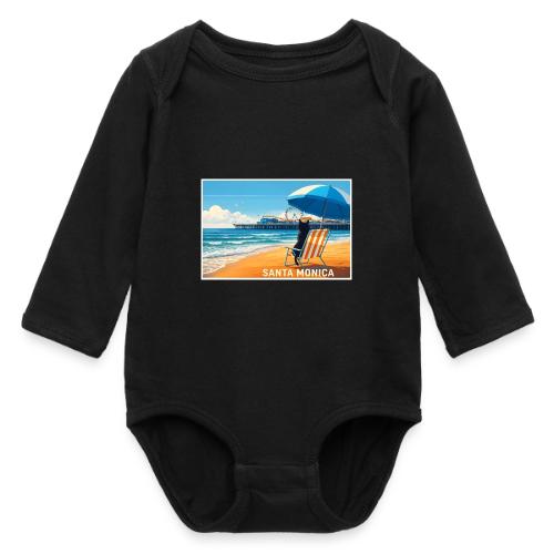Santa Monica Beach Cat - Long Sleeve Baby Bodysuit