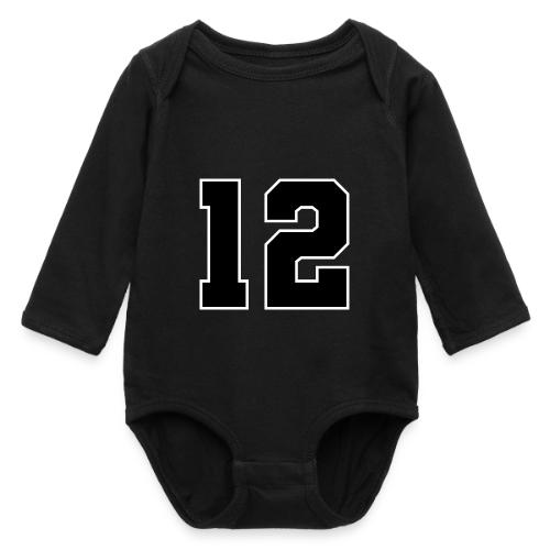 Varsity Number 12 Sports Design - Long Sleeve Baby Bodysuit