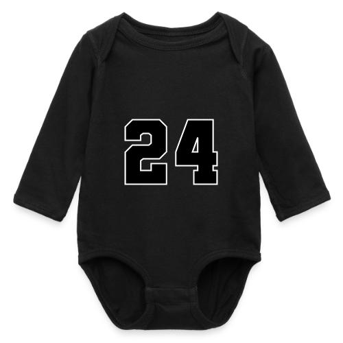Varsity Number 24 College Font - Long Sleeve Baby Bodysuit