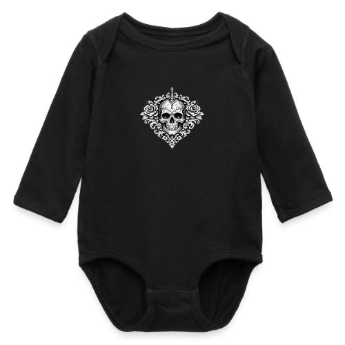 Gothic Filigree Skull - Long Sleeve Baby Bodysuit
