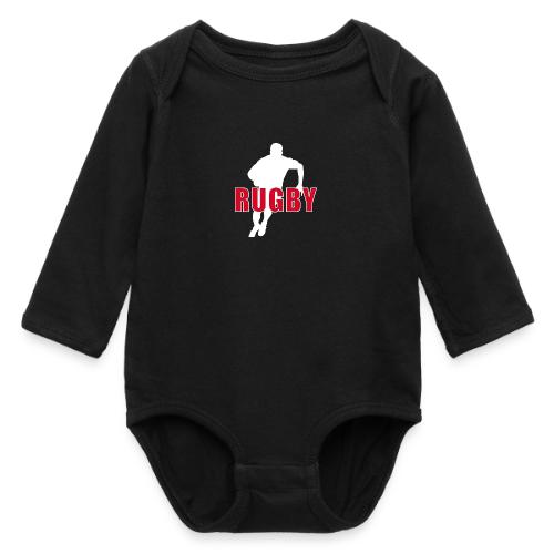 Bold Rugby Action Silhouette - Long Sleeve Baby Bodysuit