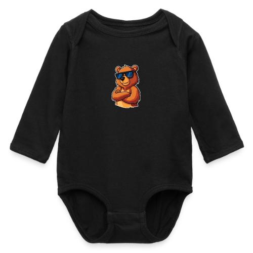 Cool Bear Sunglasses Cartoon Design - Long Sleeve Baby Bodysuit