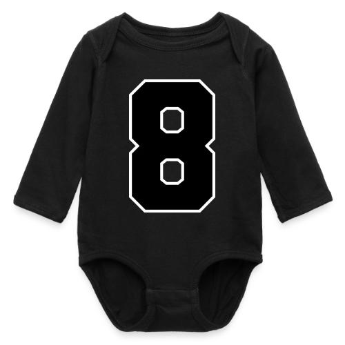 Varsity Number 8 College Style - Long Sleeve Baby Bodysuit