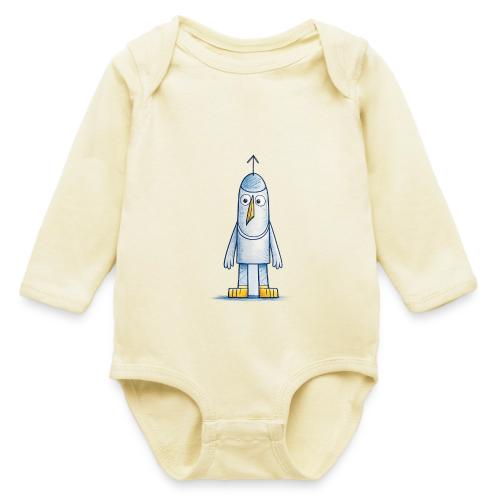 Funny Doodle Bird Character - Long Sleeve Baby Bodysuit