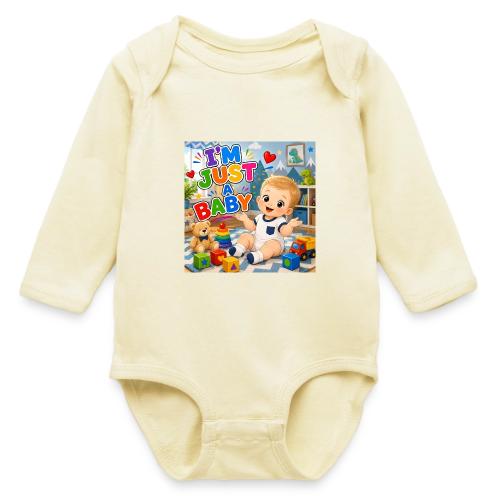 I'm Just A Baby -Boy-W - Long Sleeve Baby Bodysuit