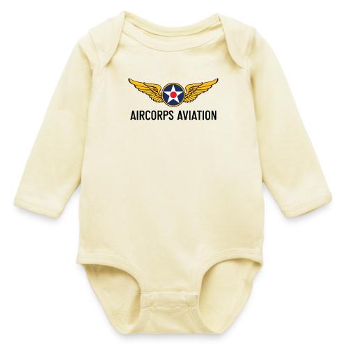 AirCorps Logo Black Letters - Long Sleeve Baby Bodysuit