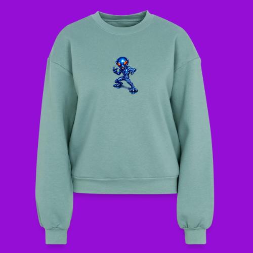 Angry Blue Alien - Women's Fleece Crewneck Sweatshirt