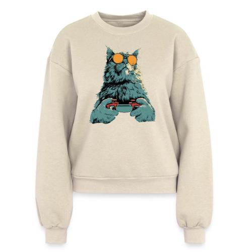 Cat: Fluff Mode On - Women's Fleece Crewneck Sweatshirt
