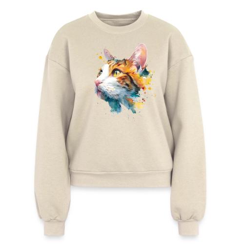Cat: Feline Ink Burst - Women's Fleece Crewneck Sweatshirt