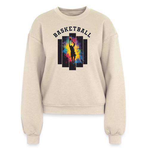 Basketball Slam Dunk Splash Design - Women's Fleece Crewneck Sweatshirt