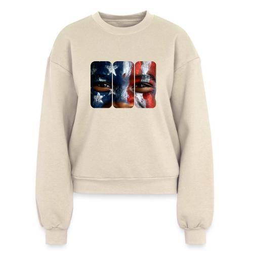 USA: Three Panels of Pride - Women's Fleece Crewneck Sweatshirt