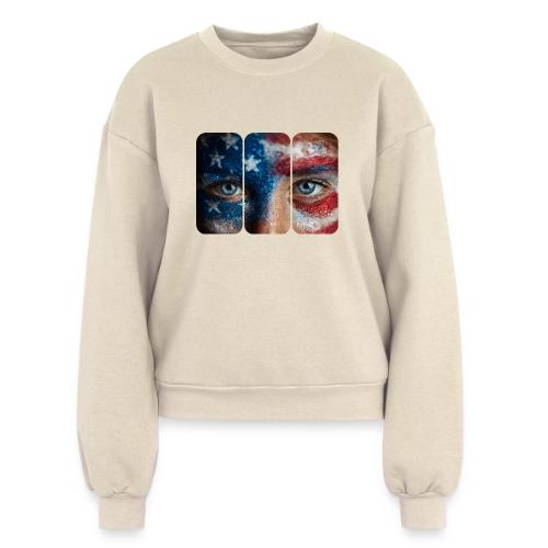 USA: Stars in Her Eyes - Women's Fleece Crewneck Sweatshirt