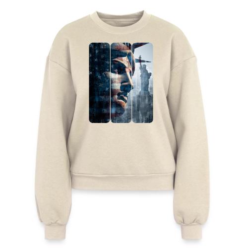USA: Liberty in Three Visions - Women's Fleece Crewneck Sweatshirt