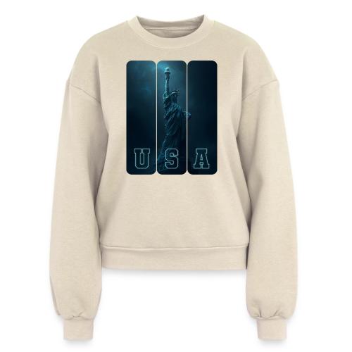 Neon Liberty USA Triptych - Women's Fleece Crewneck Sweatshirt
