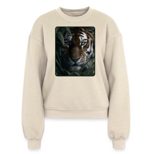 Tiger Jungle Eyes Wildlife Design - Women's Fleece Crewneck Sweatshirt