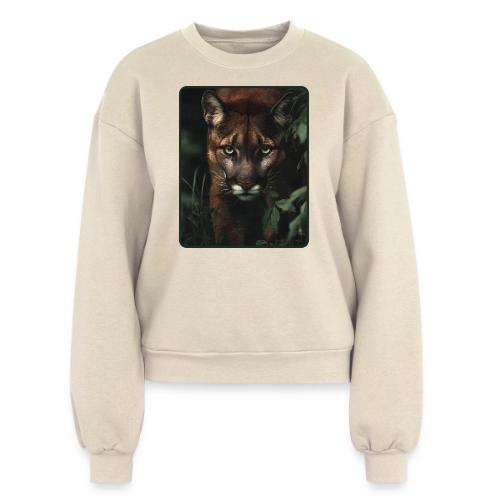 Cougar Jungle Predator Design - Women's Fleece Crewneck Sweatshirt