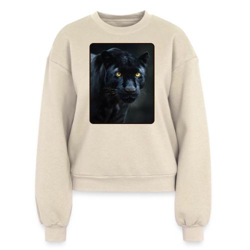 Black Panther Glowing Eyes Design - Women's Fleece Crewneck Sweatshirt