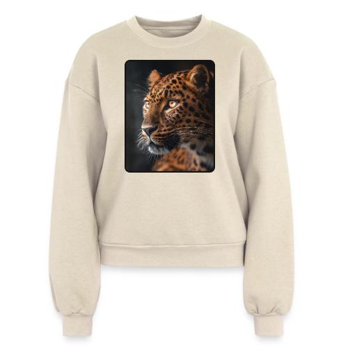 Amur Leopard Face Wildlife Design - Women's Fleece Crewneck Sweatshirt