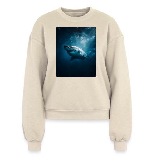 Great White Shark Ocean Design - Women's Fleece Crewneck Sweatshirt