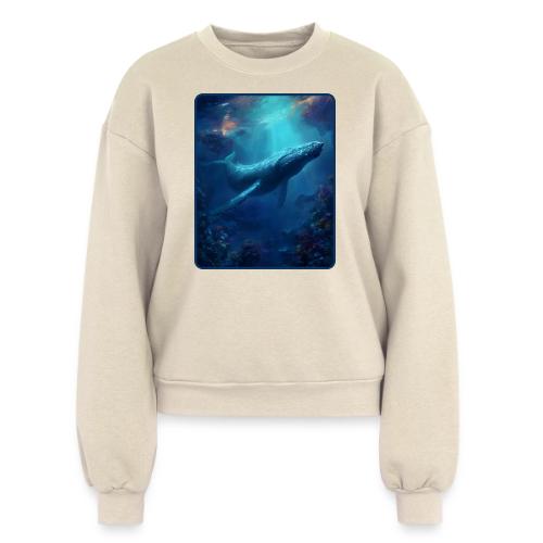 Humpback Whale Ocean Reef Design - Women's Fleece Crewneck Sweatshirt