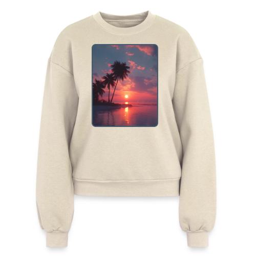 Tropical Sunset Ocean Reflection Design - Women's Fleece Crewneck Sweatshirt