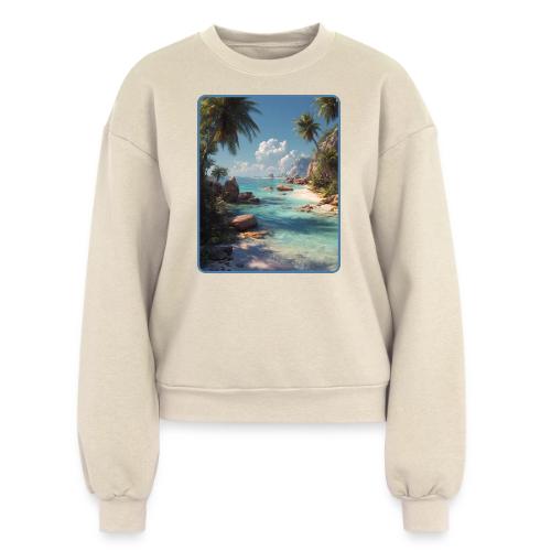 Tropical Island Paradise Ocean Design - Women's Fleece Crewneck Sweatshirt