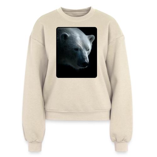 Polar Bear Close-Up Wildlife Design - Women's Fleece Crewneck Sweatshirt