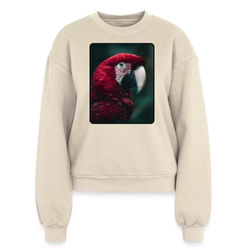Red Green Macaw Bird Portrait Design - Women's Fleece Crewneck Sweatshirt