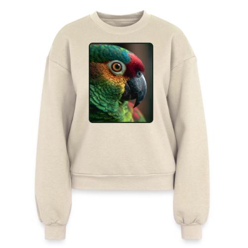 Colorful Parrot Close-Up Design - Women's Fleece Crewneck Sweatshirt