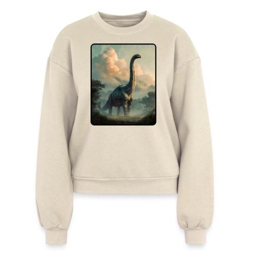Brachiosaurus Prehistoric Scene Design - Women's Fleece Crewneck Sweatshirt
