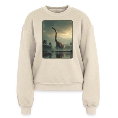 Brachiosaurus Misty Lake Design - Women's Fleece Crewneck Sweatshirt