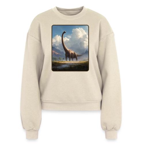 Brachiosaurus Valley Landscape Design - Women's Fleece Crewneck Sweatshirt