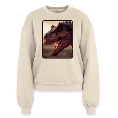 T Rex Roaring Close-Up Design - Women's Fleece Crewneck Sweatshirt