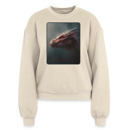 Red Dragon Fog Portrait Design - Women's Fleece Crewneck Sweatshirt