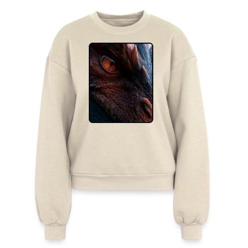 Fierce Ancient Dragon Portrait Design - Women's Fleece Crewneck Sweatshirt