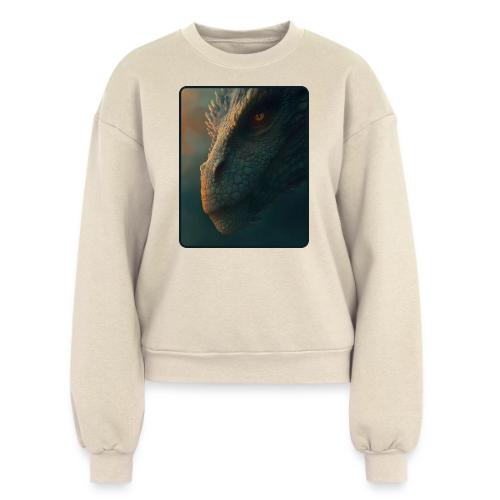 Golden Eye Dragon Close-Up Design - Women's Fleece Crewneck Sweatshirt
