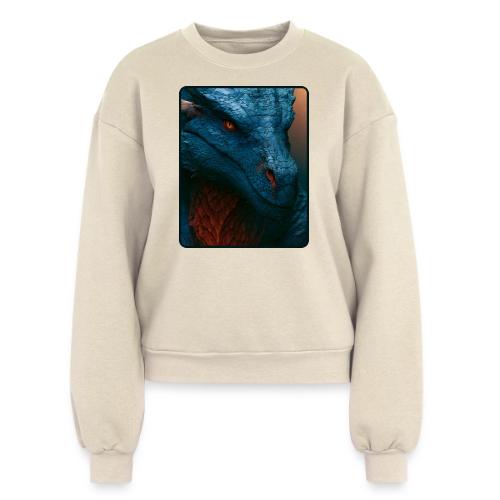 Turquoise Dragon Fire Eye Design - Women's Fleece Crewneck Sweatshirt