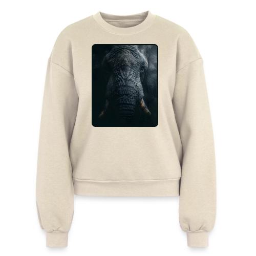 Shadow Elephant Intense Eyes Design - Women's Fleece Crewneck Sweatshirt